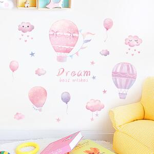 Samolepka na stenu "Ružové teplovzdušné balóny" 87x117 cm