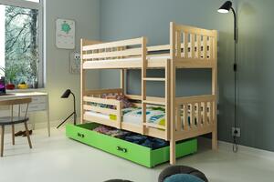 BMS Detská poschodová posteľ s úložným priestorom CARINO 190x80 borovica Farba šuplíku: Zelená