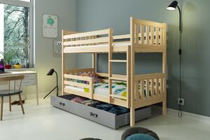 BMS Detská poschodová posteľ s úložným priestorom CARINO 190x80 borovica Farba šuplíku: Grafit
