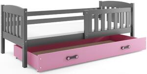 Detská posteľ KUBUŠ 1 s úložným priestorom | sivá Farba: Sivá / ružová, Rozmer.: 200 x 90 cm