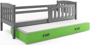 BMS Detská posteľ s prístelkou KUBUS grafit Farebné prevedenie šuplíka: Zelená, Veľkosť spacej plochy: 190x80 cm