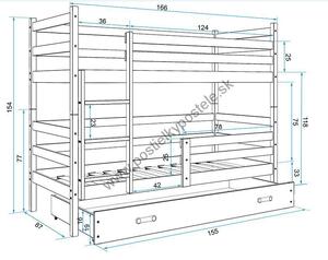 Poschodová posteľ ERIK 2 - 160x80cm - Biela - Zelená (Najmenšia varianta 160x80cm)