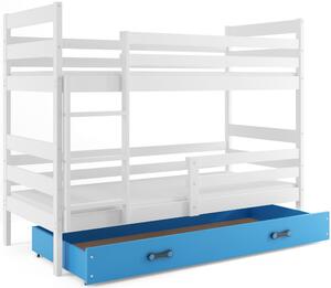 BMS Detská poschodová posteľ ERYK | biela Farba: biela / modrá, Rozmer.: 160 x 80 cm