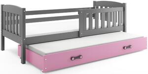 BMS Detská posteľ s prístelkou KUBUS grafit Farebné prevedenie šuplíka: Biela, Veľkosť spacej plochy: 190x80 cm