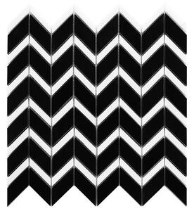 DUNIN - B&W Pure Black Chevron Mix Mramorové mozaiky DUNIN (30,5 x 30,5 cm / 1 ks)