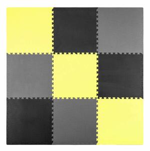 Detská penová podložka PUZZLE žlto-šedá - 180x180 cm