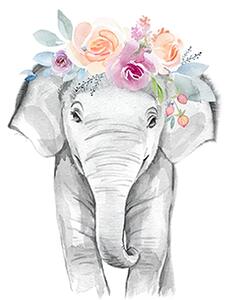 Detský obraz - Slon s kvetmi 50 x 40 cm