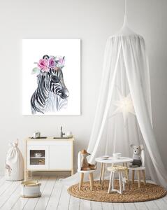 Detský obraz - Zebra s kvetmi 50 x 40 cm