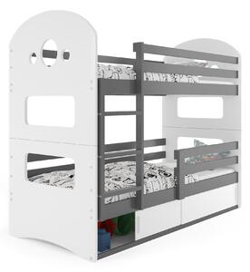 Poschodová posteľ DOMINIK 160x80cm - Grafitová - posuvné dvierka BIELA