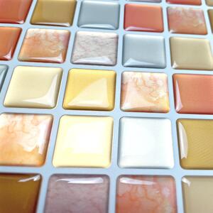 PIPPER | Nalepovací obklad - 3D mozaika - Oranžové štvorce 23,5 x 23,5 cm