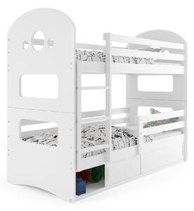 Poschodová posteľ DOMINIK 160x80cm - Biela - posuvné dvierka BIELA