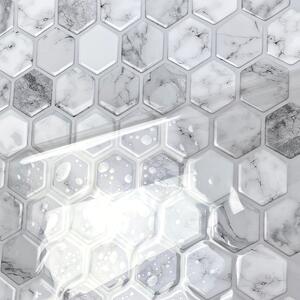 PIPPER | Nalepovací obklad - 3D mozaika - Mramorové 6-uhoľníky 30,5 x 30,5 cm