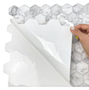 PIPPER | Nalepovací obklad - 3D mozaika - Mramorové 6-uhoľníky 30,5 x 30,5 cm