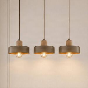 EMIBIG LIGHTING Závesné svietidlo Torin, béžové, dĺžka 80 cm, 3-pl., kov/drevo, Krémová / jantárovo žltá, Obývacia izba / jedáleň, kov, Škandinávsky, Závesné svietidlo