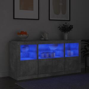 Komoda s LED svetlami betónovo-sivá 142,5x37x67 cm