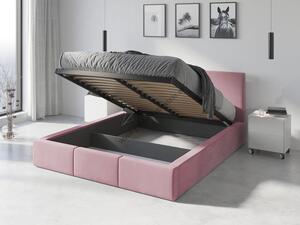 Čalúnená posteľ (výklopná) HILTON 140x200cm RUŽOVÁ (celočalúnená)
