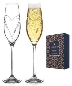 Diamante poháre na šampanské Hearts s kryštálmi Swarovski 210ml 2KS