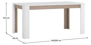 Jedálenský stôl Lynatut Typ 75 (extra vysoký lesk biely + dub sonoma tmavý truflový) (Pre 6-8 osôb). Vlastná spoľahlivá doprava až k Vám domov. 1075521