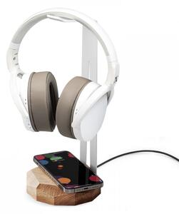 Drevený stojan na slúchadlá GEOMETRIC QI 15W - DUB WHITE