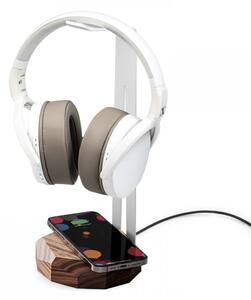 Drevený stojan na slúchadlá GEOMETRIC QI 15W - ORECH WHITE