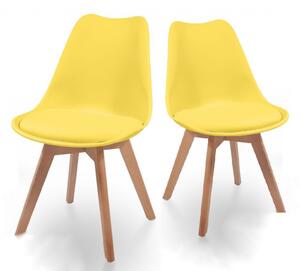 Sada jedálenských stoličiek s plastovým sedadlom, 2 ks, žlté