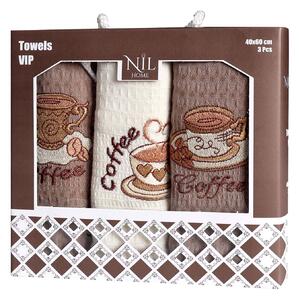 KUCHYNSKÉ UTIERKY COFFEE SADA 3 KS 40X60 CM VZOROVANÉ
