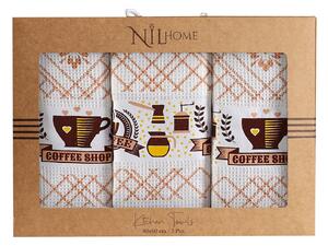 KUCHYNSKÉ UTIERKY CUP OF COFFEE SADA 3 KS 40X60 CM VZOROVANÉ
