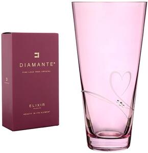 Diamante sklenená váza Romance Pink Conical s kryštály Swarovski 25 cm