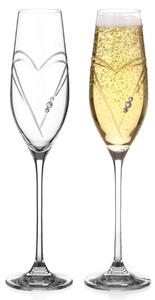 Diamante poháre na šampanské Hearts se Swarovsky kryštály 210 ml 6KS