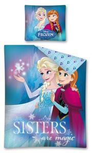 Bavlnené posteľné obliečky - posteľná bielizeň - Ľadové kráľovstvo - Frozen - Sisters are magic - 140 x 200 + 70 x 90 cm