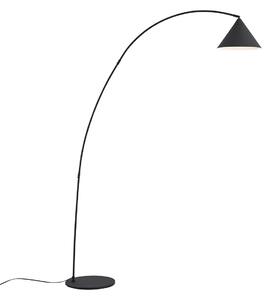 Retro stojaca lampa čierna s bielym interiérom - Triangolo