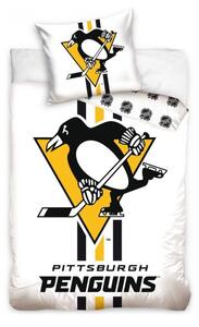 Hokejové posteľné obliečky NHL Pittsburgh Penguins - biele - 100% bavlna, perkál - 70 x 90 cm + 140 x 200 cm
