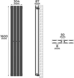 AQUAMARIN Vertikálny radiátor, 1600 x 304 x 69 mm