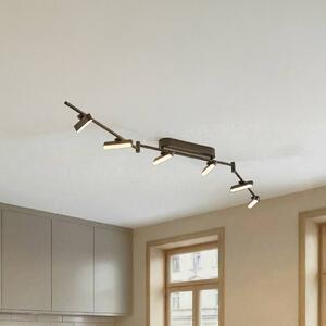 Lindby LED reflektor Eldrin, čierny, 6 svetiel, svetelný pás, Čierna, Obývacia izba / jedáleň, kov, Moderný, Stropné svetlo