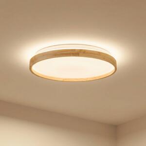 Lindby Smart LED stropné svietidlo Mirren wood Ø39,5cm Tuya, Obývacia izba / jedáleň, Plast, Moderný, Závesné svietidlo