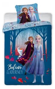 Bavlnené posteľné obliečky Ľadové kráľovstvo - Frozen - motív Believe in The journey - 100% bavlna - 70 x 90 cm + 140 x 200 cm