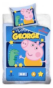 Detské posteľné obliečky Prasiatko Peppa - motív George Jumping game - 100% bavlna - 70 x 90 cm + 140 x 200 cm