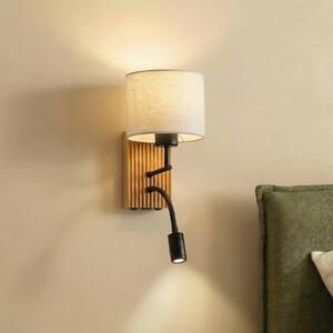Nástenné svetlo Lucande Lieske, béžová, textil, LED lampa na citanie, Krémová / jantárovo žltá, Obývacia izba / jedáleň, Textil / látka / hodváb, Moderný, Nástenné svietidlo