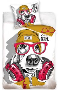 Bavlnené posteľné obliečky pes Baset diskdžokej - 100% bavlna, renforcé - 70 x 90 cm + 140 x 200 cm