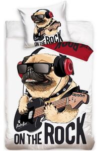 Bavlnené posteľné obliečky pes Mops on The Rock - 100% bavlna, renforcé - 70 x 90 cm + 140 x 200 cm