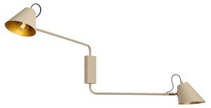 Moderná nástenná lampa taupe so zlatým interiérom nastaviteľná 2-svetelná - Lune
