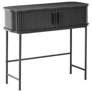 Konzolový stôl čierny MDF kov 80 x 30 cm retro štýl posuvné dvierka obývacia izba