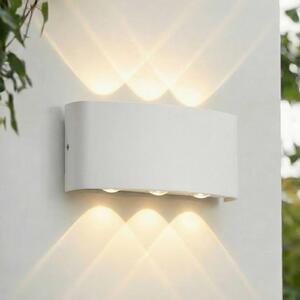 Lindby LED vonkajšie nástenné svietidlo Ithan, 3-pl., biele, 17 cm, Biela / opálová, Hliník, Moderný, Nástenné svietidlo