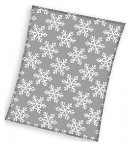 Vianočná flísová deka s vločkami - fleece 180 gsm - 130 x 170 cm