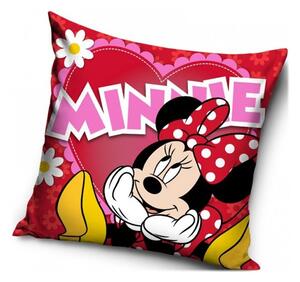 Obliečka na vankúš Minnie Mouse - motív Veľké srdce - 40 x 40 cm