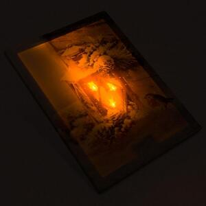 Nexos 74521 Nástenná maľba- Červený lampáš, 3 LED, 30 x 40 cm