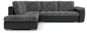 Rozkladacia rohová sedacia súprava VEGAS 245/190 Tmavo šedá/čierna eko-koža Ľavá