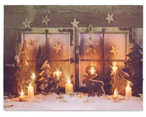 Nexos 74526 Nástenná maľba- Vianočné okná, 9 LED, 30 x 40 cm