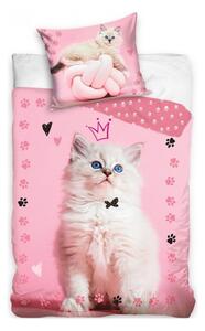Bavlnené posteľné obliečky Mačička princezná - 100% bavlna - 70 x 90 cm + 140 x 200 cm