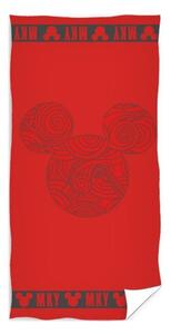 Plážová osuška Mickey Mouse - Disney - červená - 100% bavlna, froté s gramážou 300g/m2 - 70 x 140 cm